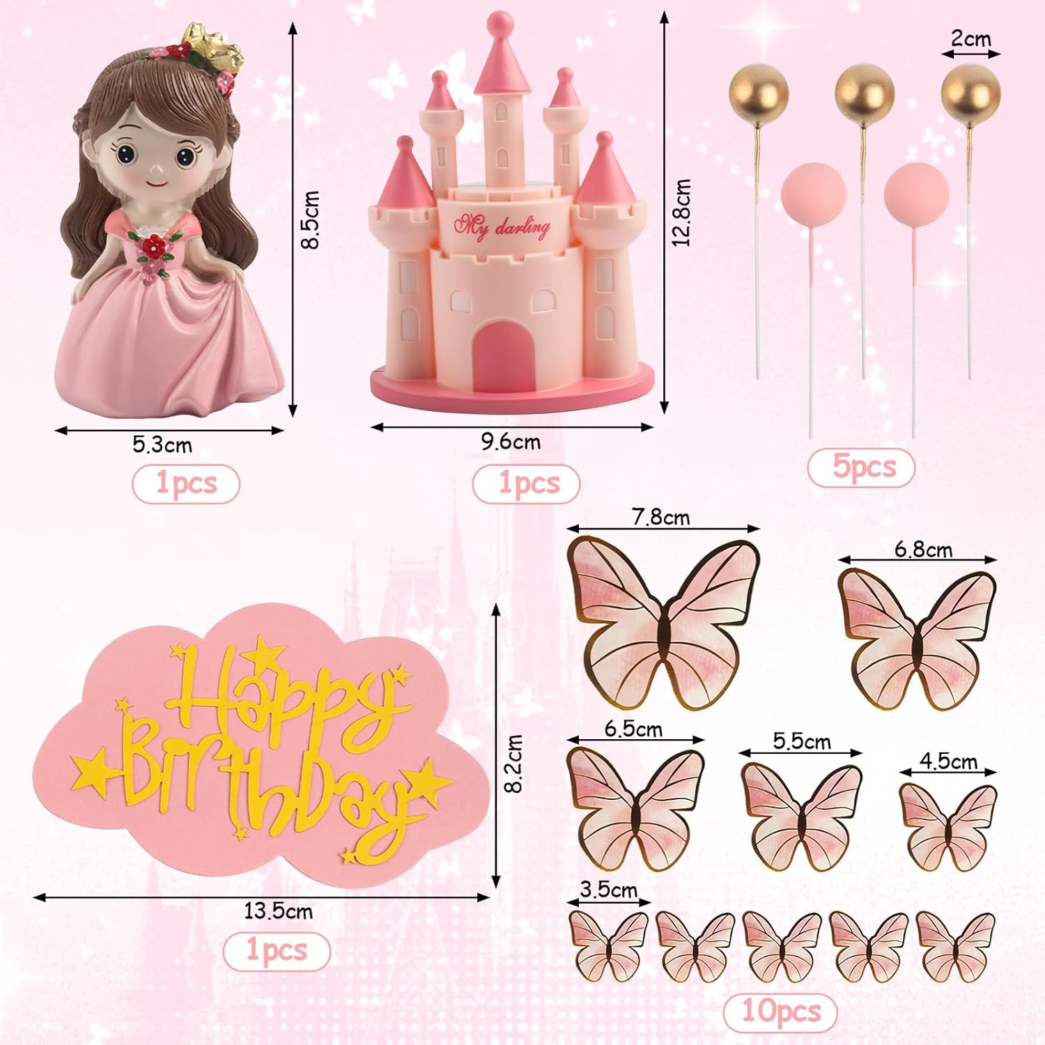 Thumbnail 1 de Clvsyh Cake topper princesse, 18 pièces