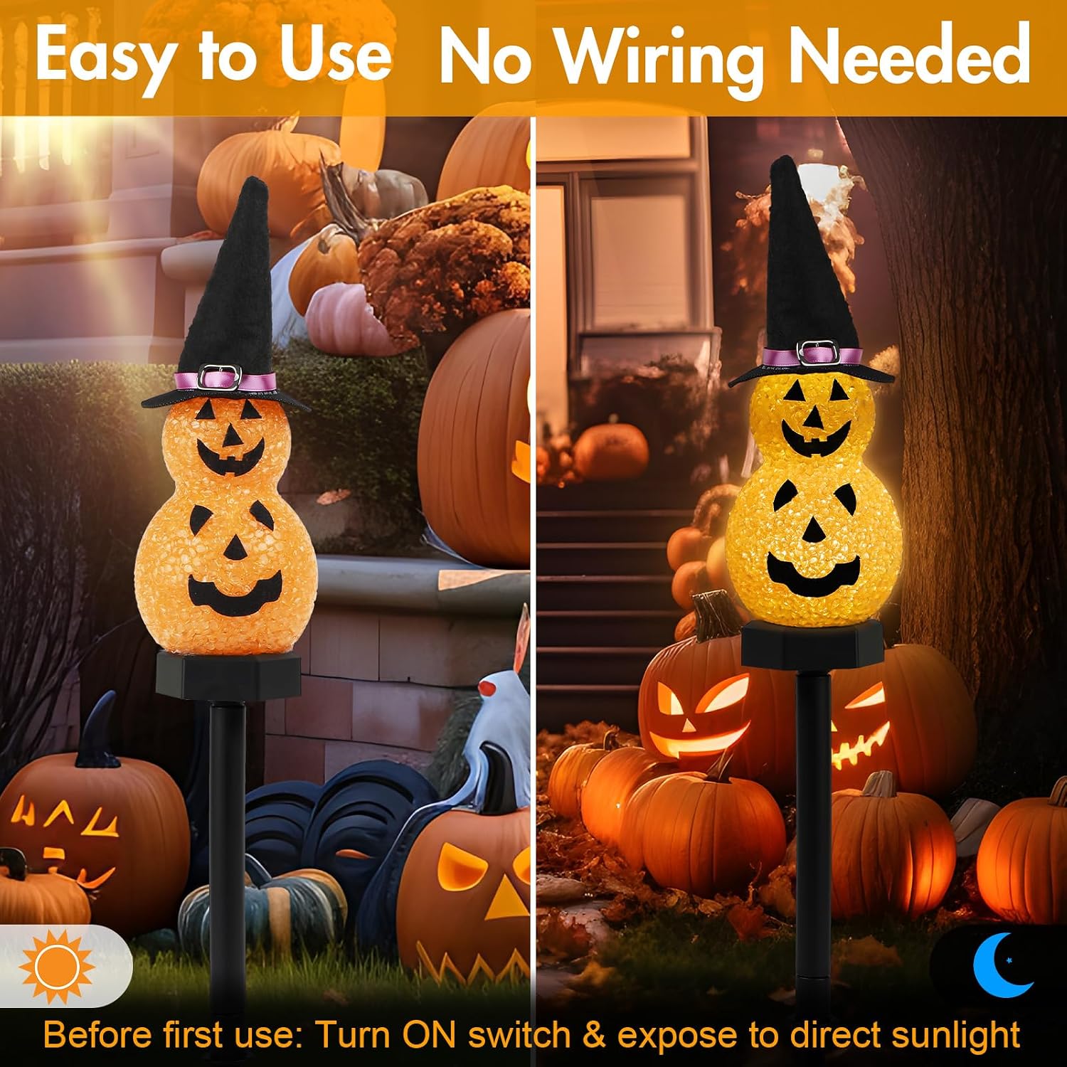 Detalle de FRSTONA WSJ-003 Solar Halloween Stake Lights, 4-Pack Pumpkin & Ghost