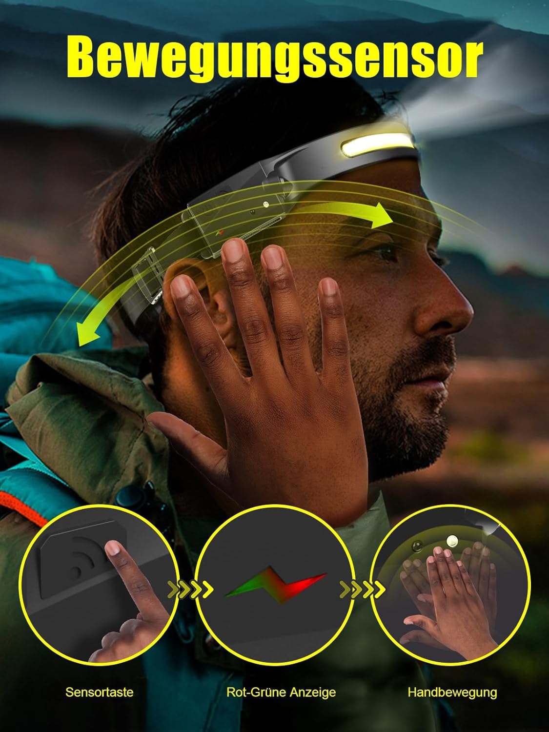 Thumbnail 3 de UNBON Stirnlampe LED Wiederaufladbar 1200mAh