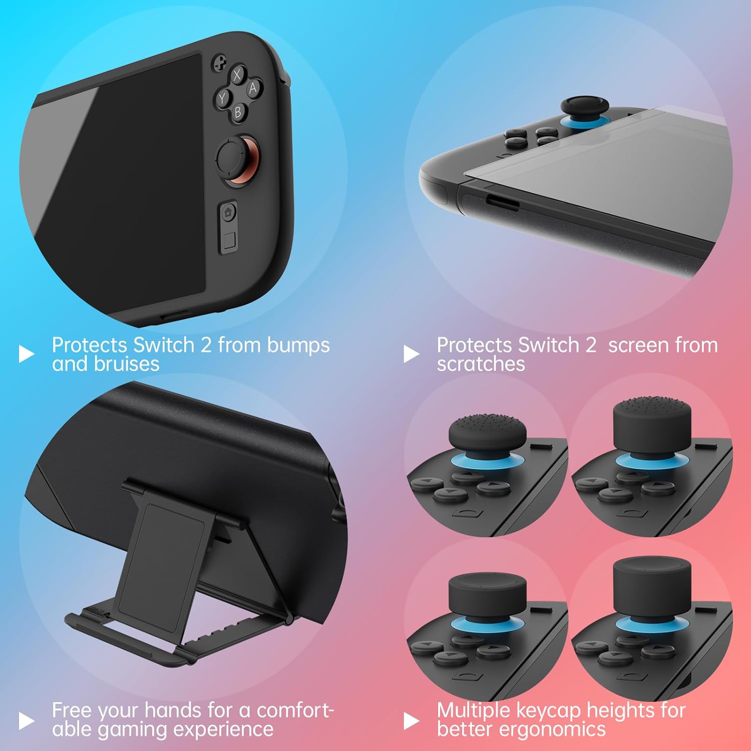 Thumbnail 4 de Hosanwell funda 13 en 1 para Nintendo Switch 2 con estuche rígido, 2 protectores de pantalla y soporte