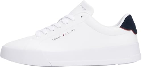 Detalle de Tommy Hilfiger Baskets Homme Detail Essential en Cuir — Blanc / Desert Sky, Taille 43