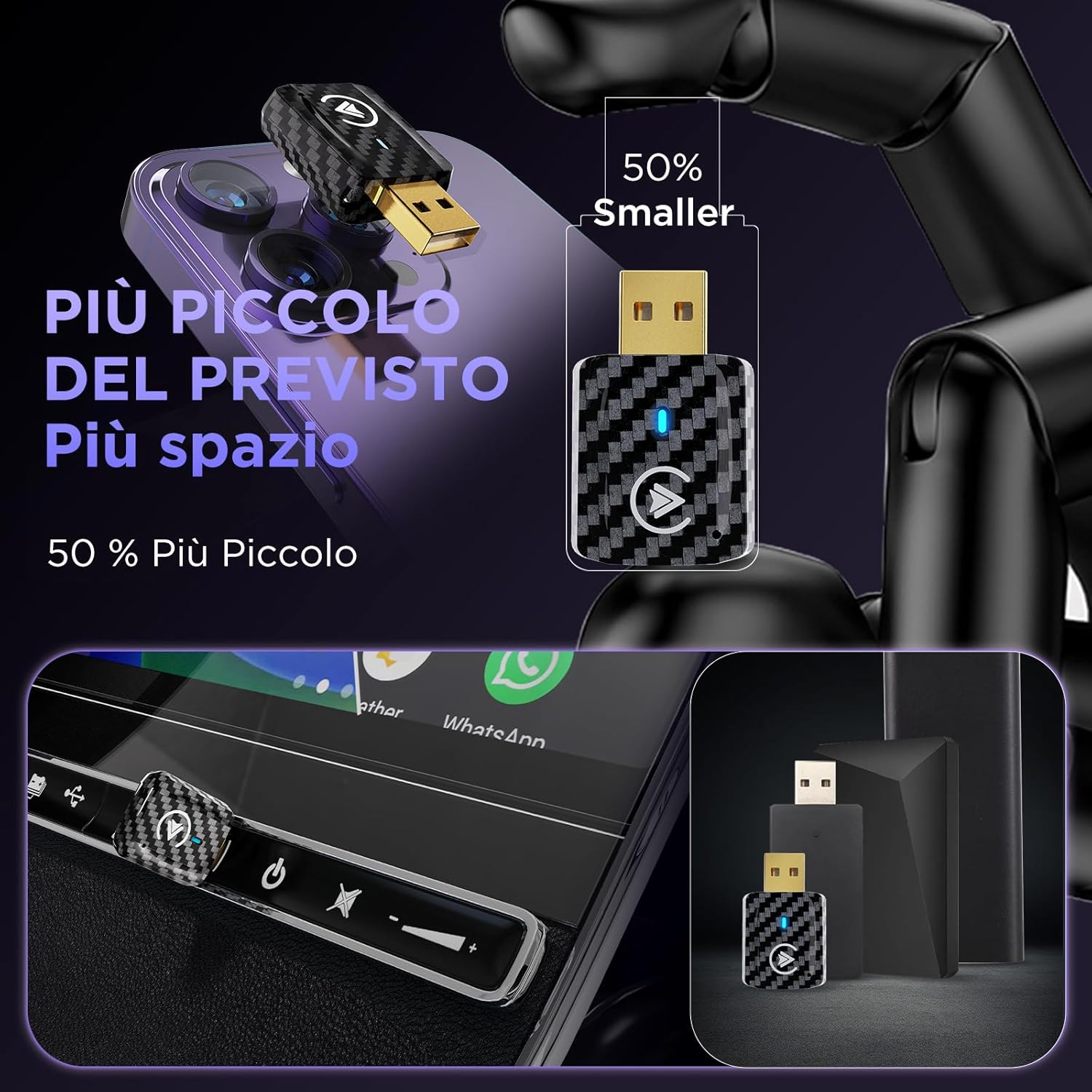 Thumbnail 5 de MSXTTLY Adattatore Wireless CarPlay e Android Auto U2AC-01: Trasforma CarPlay e Android Auto in Wireless