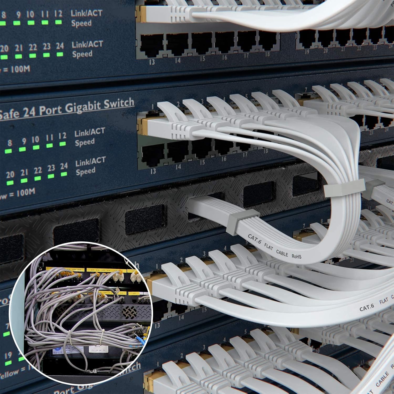 Thumbnail 5 de Nixsto Cat 6 Flaches Ethernetkabel 20 m – RJ45, Weiß, High Speed