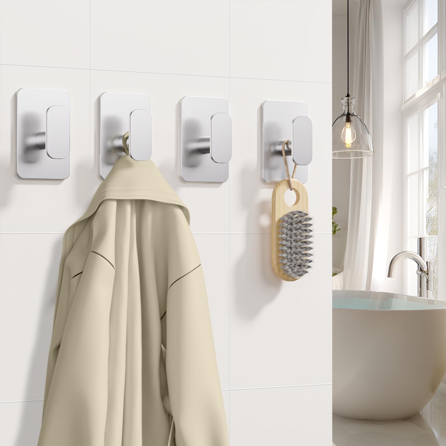 Detalle 2 de Aikzik 4 Pack Large Self Adhesive Hooks 12kg