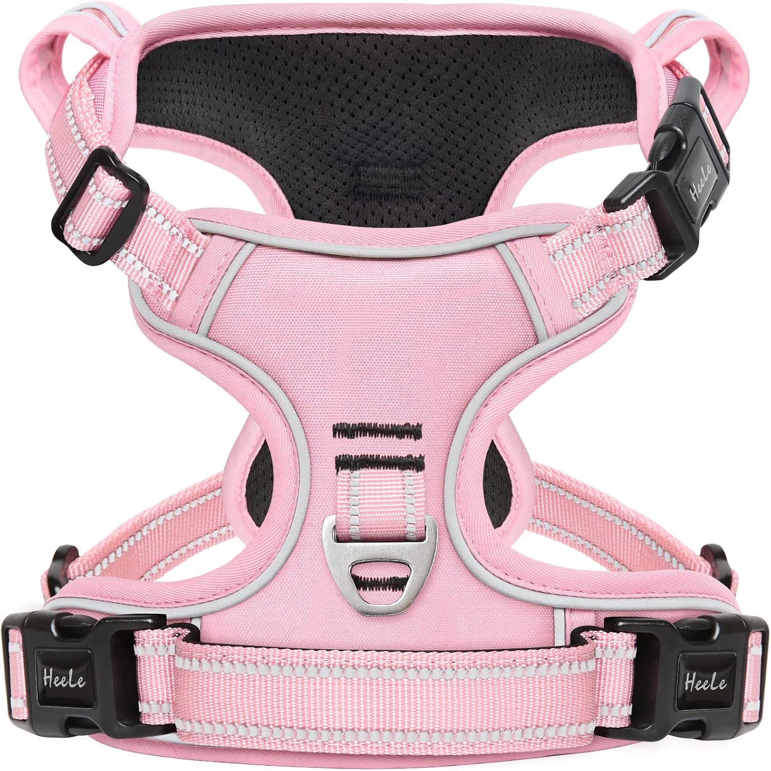 Detalle de HEELE No Pull Dog Harness - Medium (Light Pink) with Front & Back Leash Attachments