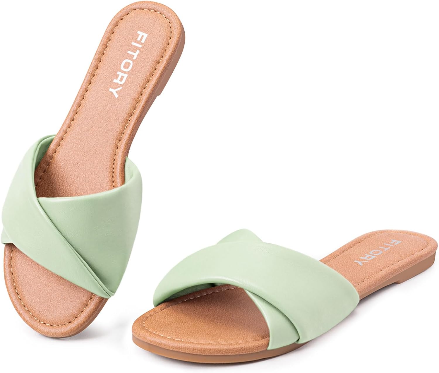 Thumbnail 6 de FITORY Women's Flat Sandals Fashion Slides with Soft Leather-Look Comfort, Summer Size 6-11
