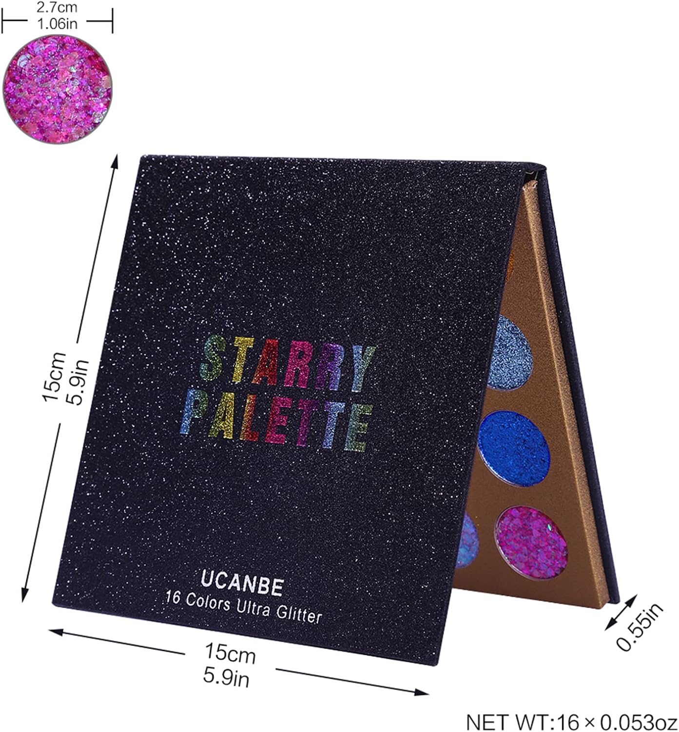 Thumbnail 6 de UCANBE STUB037 Starry Glitter Eyeshadow Palette, 16 Colours