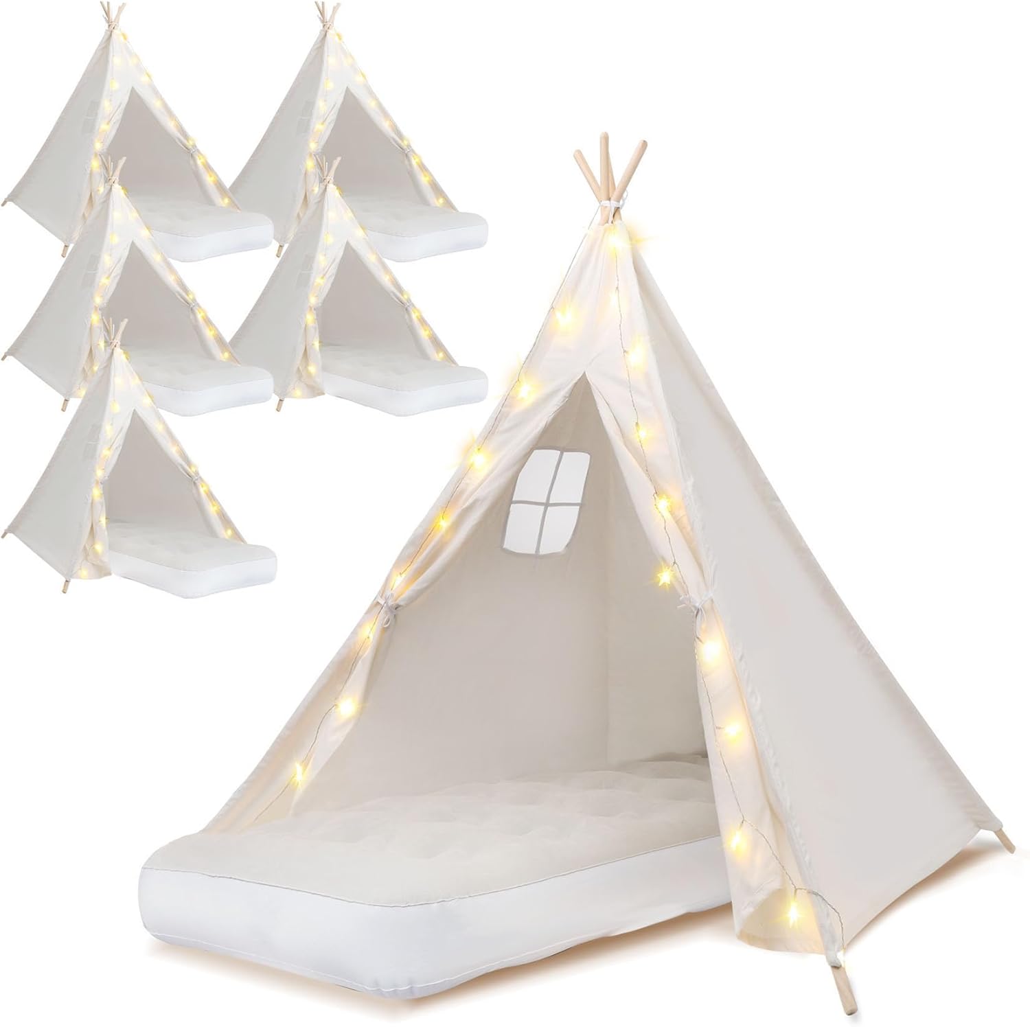 6 Pack Teepee Tent for Kids with Light String 🎪