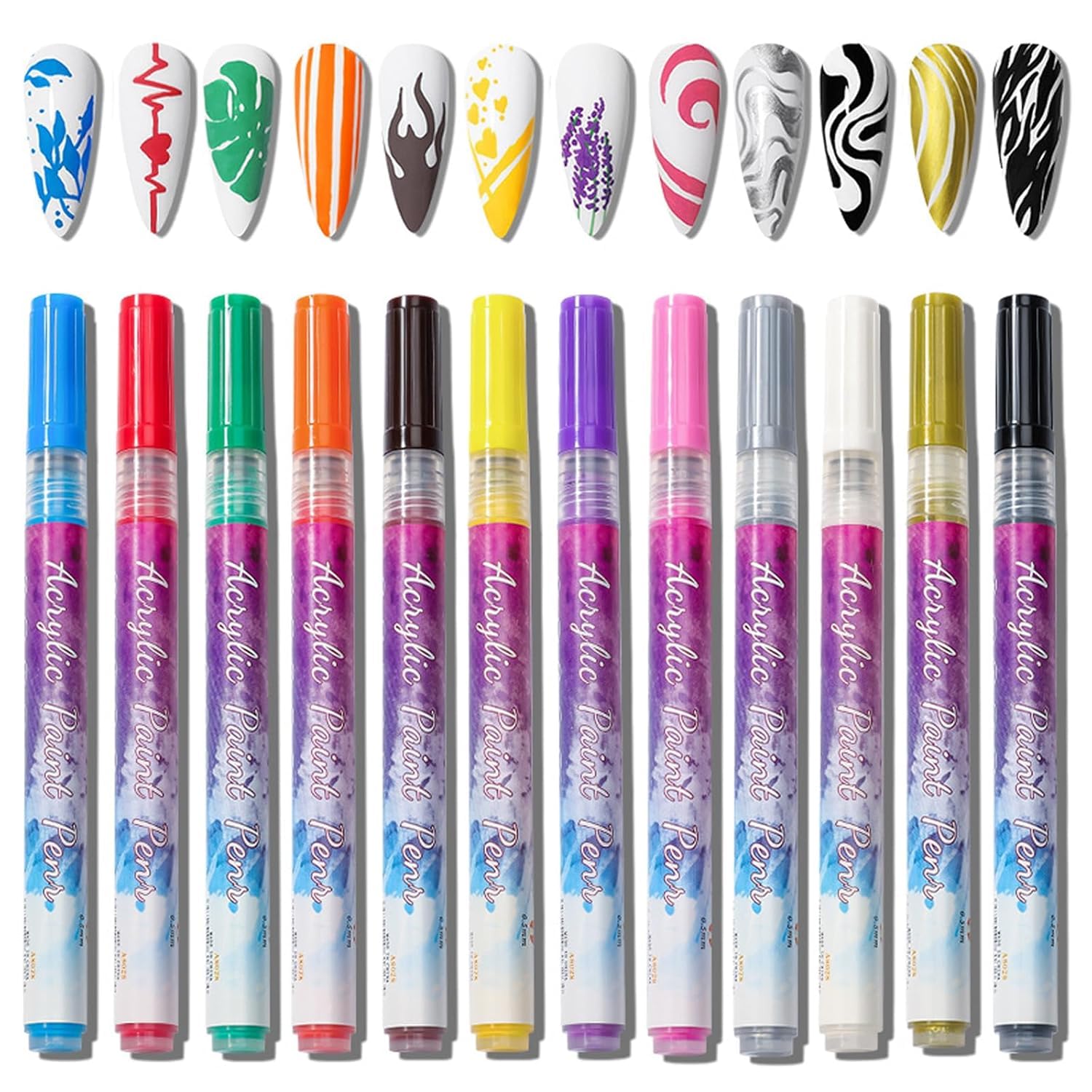 Detalle de MAGIC ARMOR 12 Farben 3D Nagellack-Stift-Set – Nail Art Pen für Linien, Punkte & Graffiti-Designs