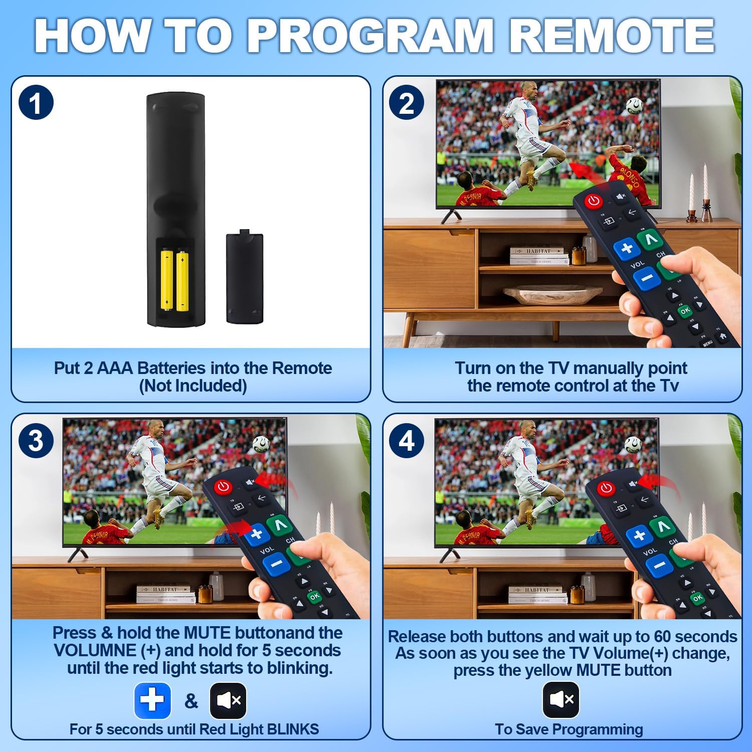 Thumbnail 6 de Big Button Universal Remote for All TV Remotes: Easy Large-Button Helper for Seniors and Dexterity Challenges