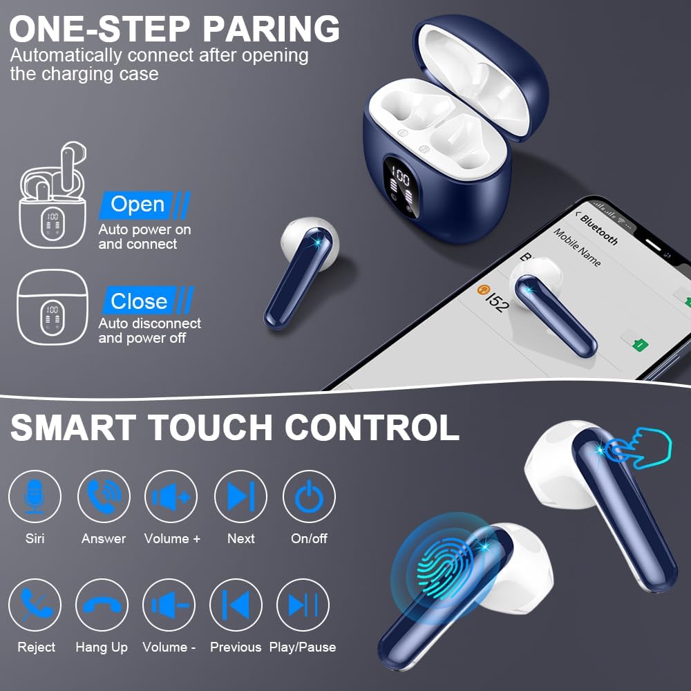 Thumbnail 6 de Drsaec Bluetooth In-Ear Kopfhörer mit Bluetooth 5.4, 4-Mikrofonen, ENC & IP7