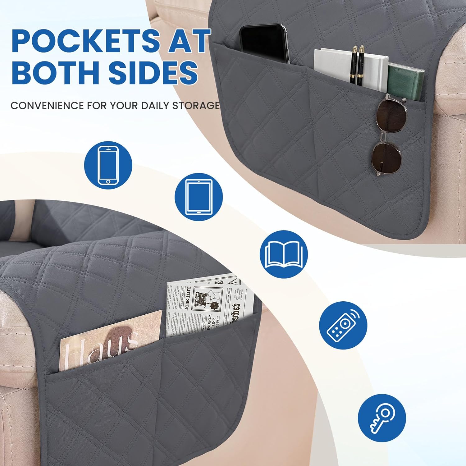 Thumbnail 6 de YSTELLAA Housse Fauteuil Relax 1 Place – Housse imperméable et antidérapante (gris foncé)