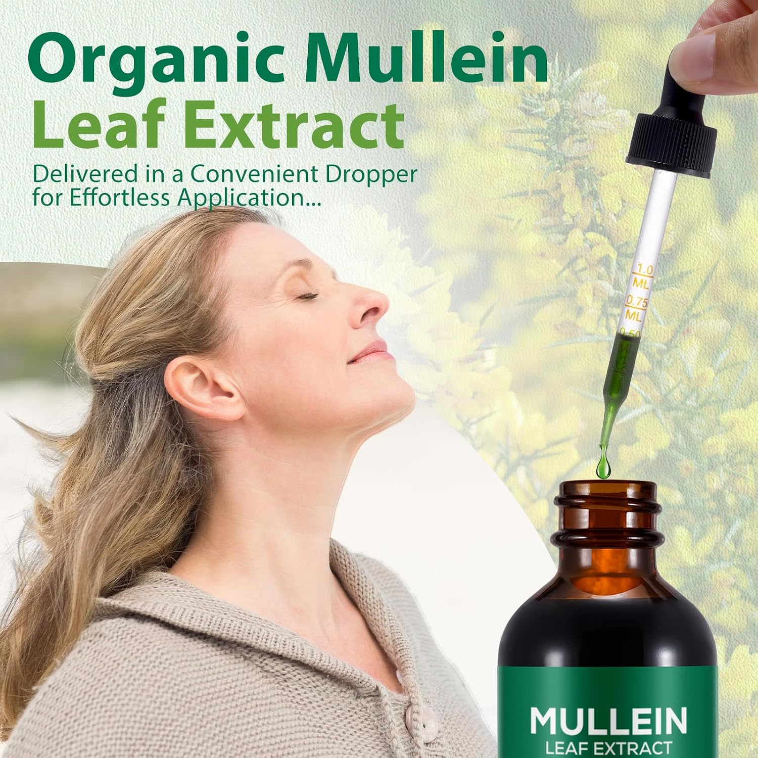 Detalle de 2er Pack Königskerze-Mullein Drops für die Lunge – natürliche Mulleinblatt-Extrakt Tropfen
