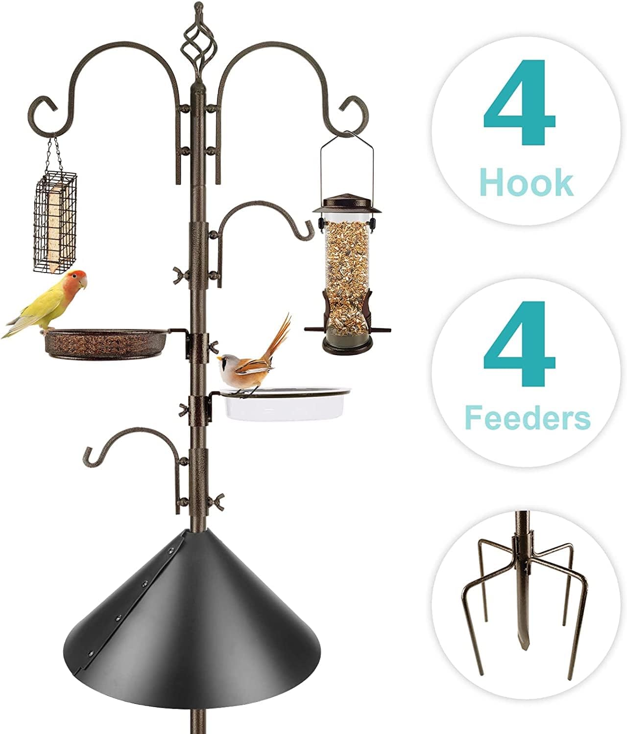 Detalle 2 de MIXXIDEA bird feeder station kit with squirrel baffle, suet cage and mesh tray
