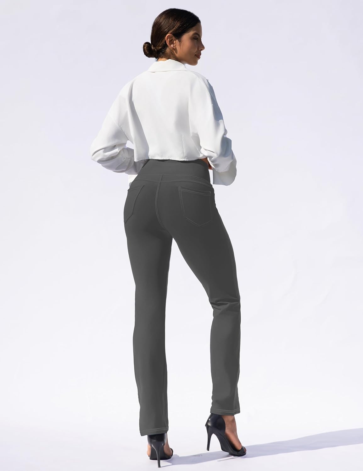 Detalle 1 de VOOVEEYA Women's High-Waisted Straight-Leg Yoga Leggings with Deep Pockets