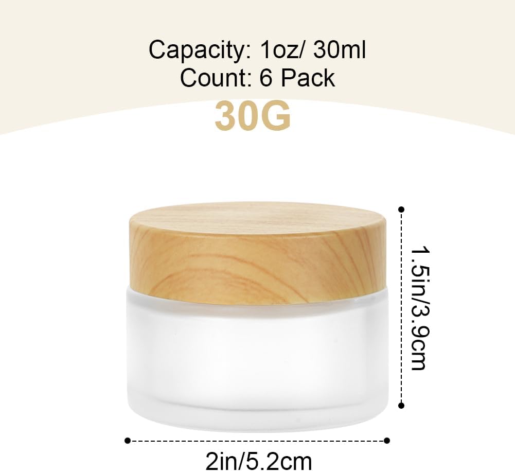 Detalle de HOTUT Pot de Crème Vide en Verre – Lot de 6 pots 30 ml, verre amber et étanche pourCosmétiques en voyage