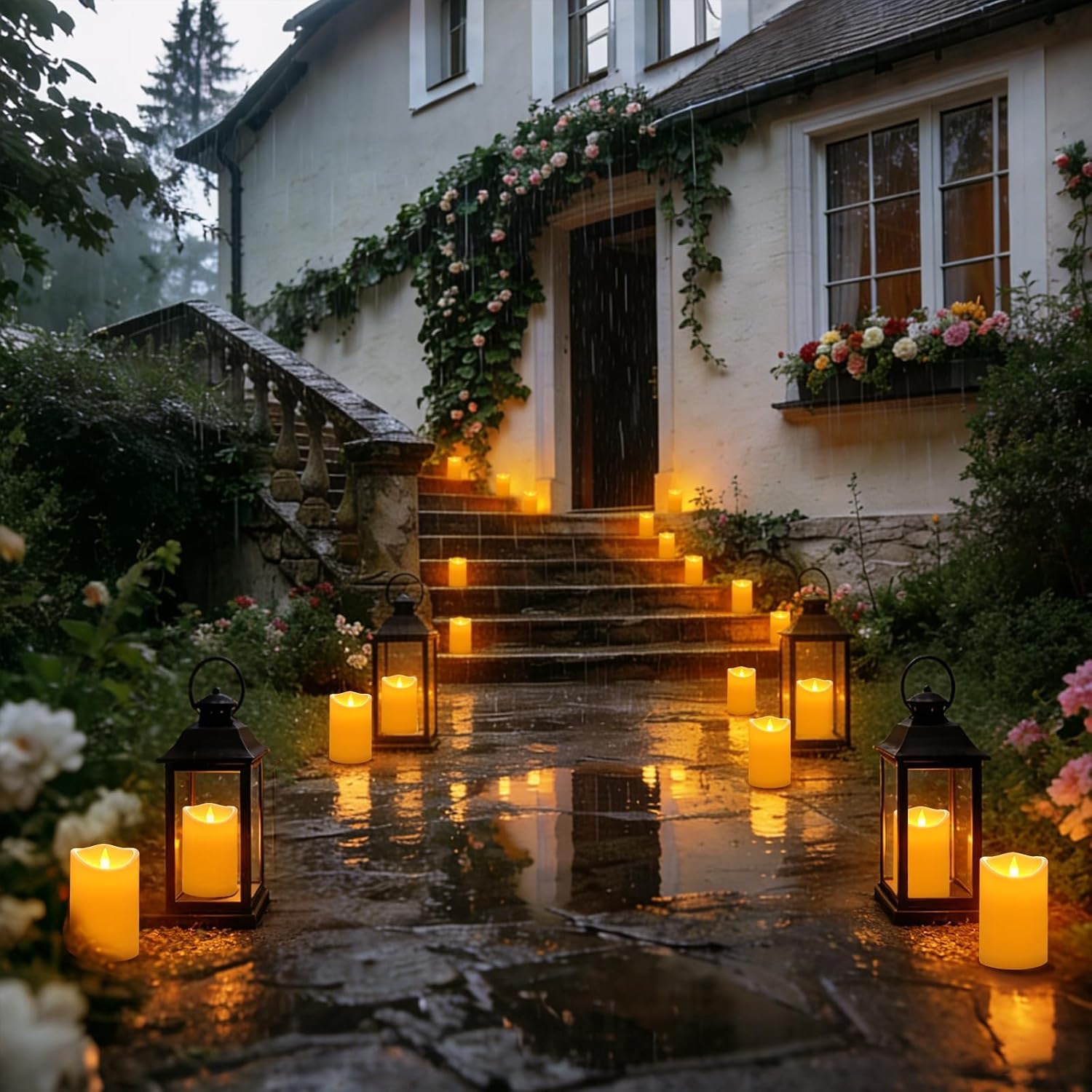 Detalle 2 de Artmarry AM-XKSJ-301 Flameless LED Pillar Candles, 9-Pack, Ivory