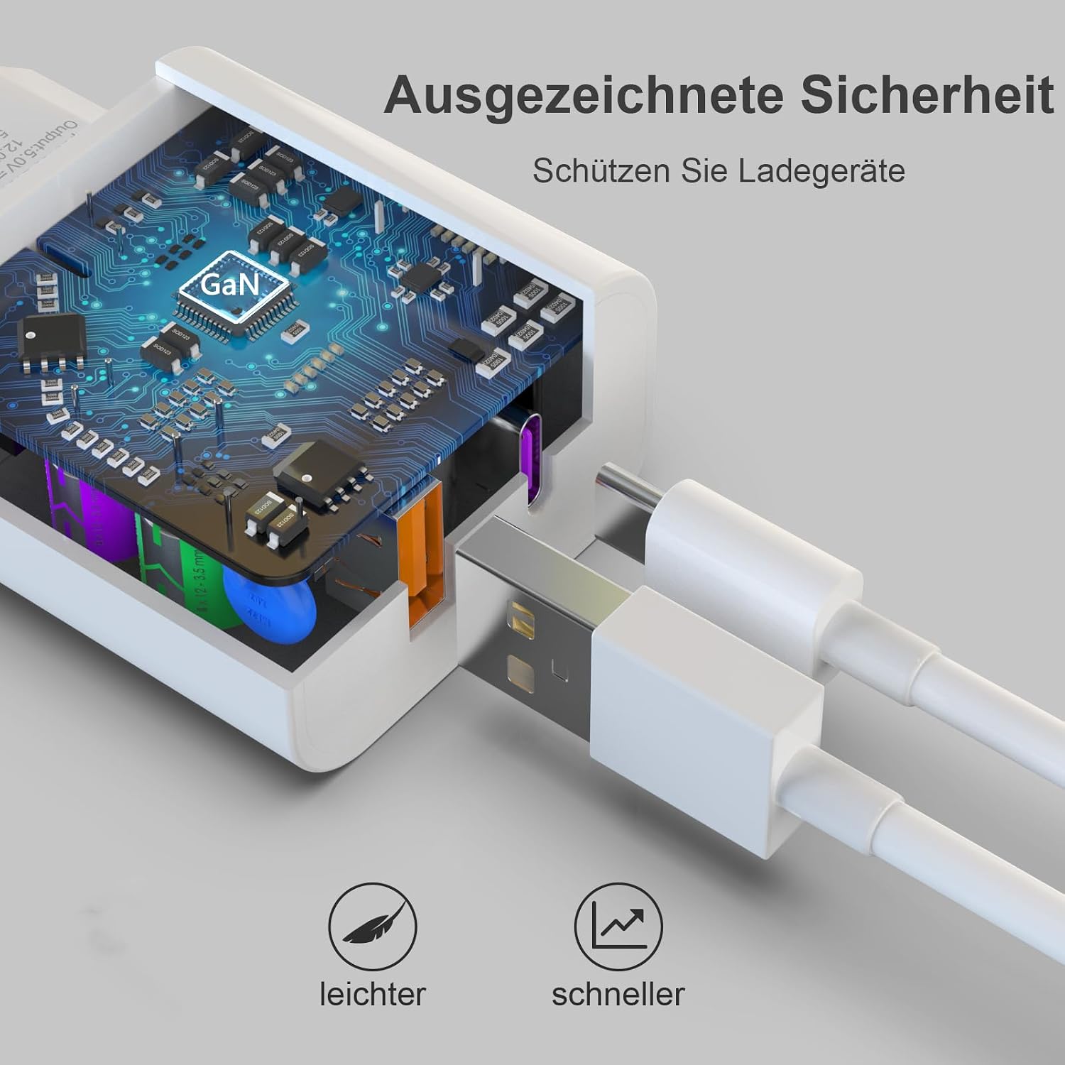 Detalle 2 de USB C Ladegerät 25W 2er Pack – 2 in 1 USB Adapter