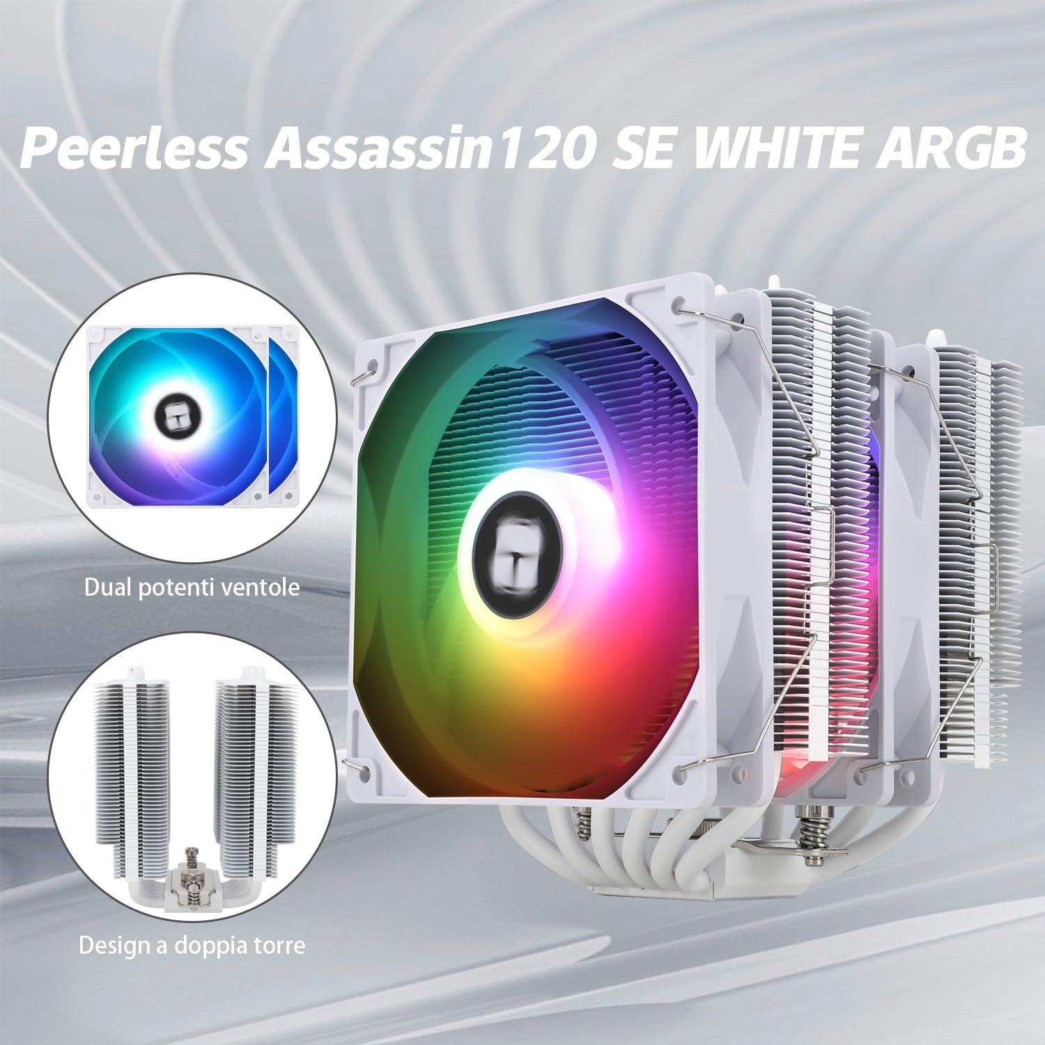 Thumbnail 1 de TR Peerless Assassin 120 SE ARGB Weißer CPU-Luftkühler – 6 Heatpipes, Dual 120 mm Lüfter, ARGB, AM4/AM5 und Intel 1700/1150/1151/1200 kompatibel