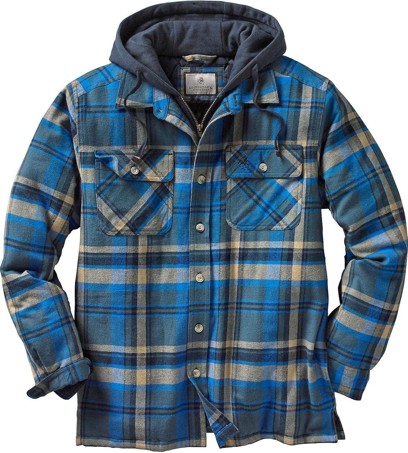 Detalle 2 de Legendary Whitetails Mens Plaid Flannel Shirt Jacket Quilted with Hood Polyfill Insulated Shacket