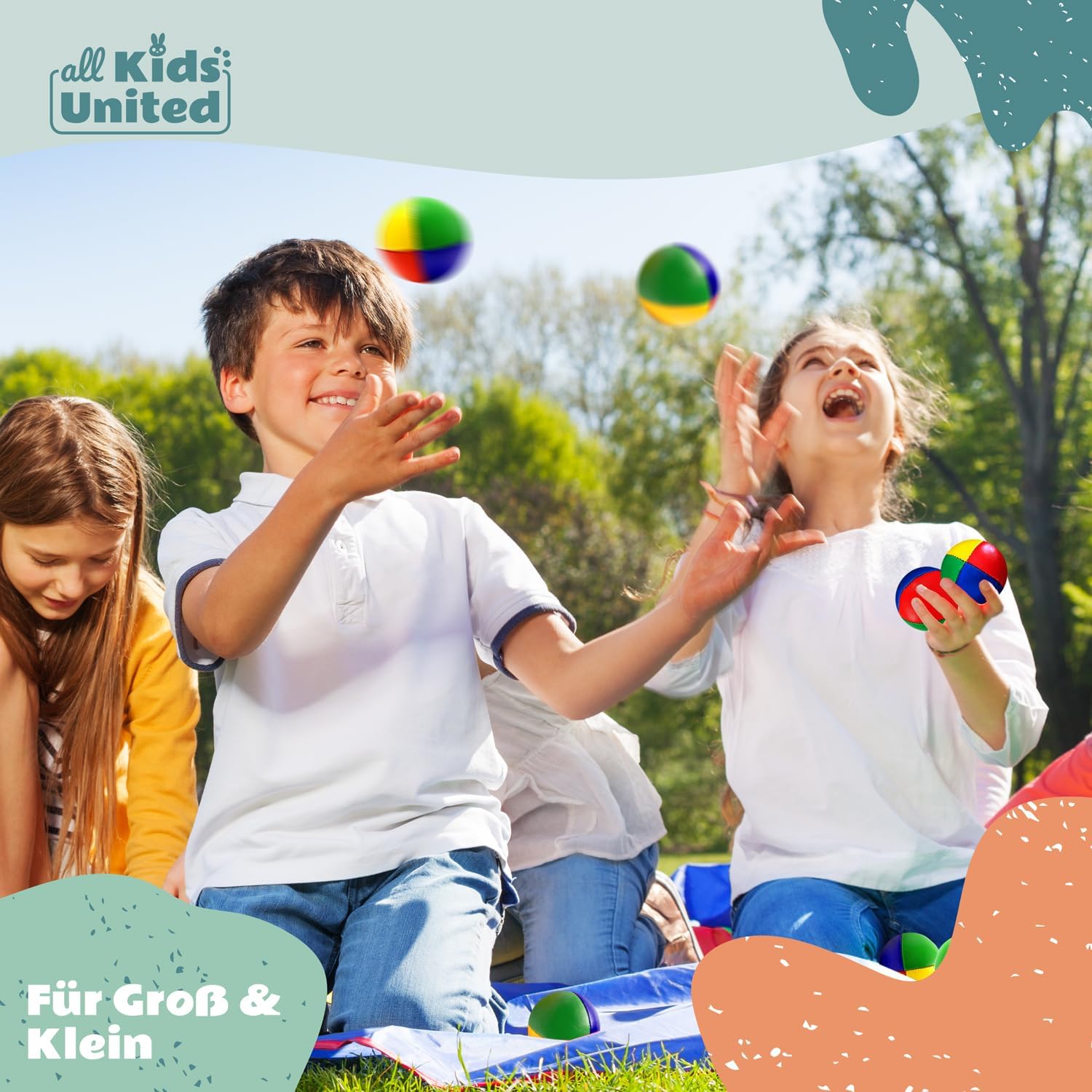 Detalle de all Kids United® Jonglierbälle im 5er Set (im Jute-Beutel) – weiche Bälle fürs Jonglieren lernen