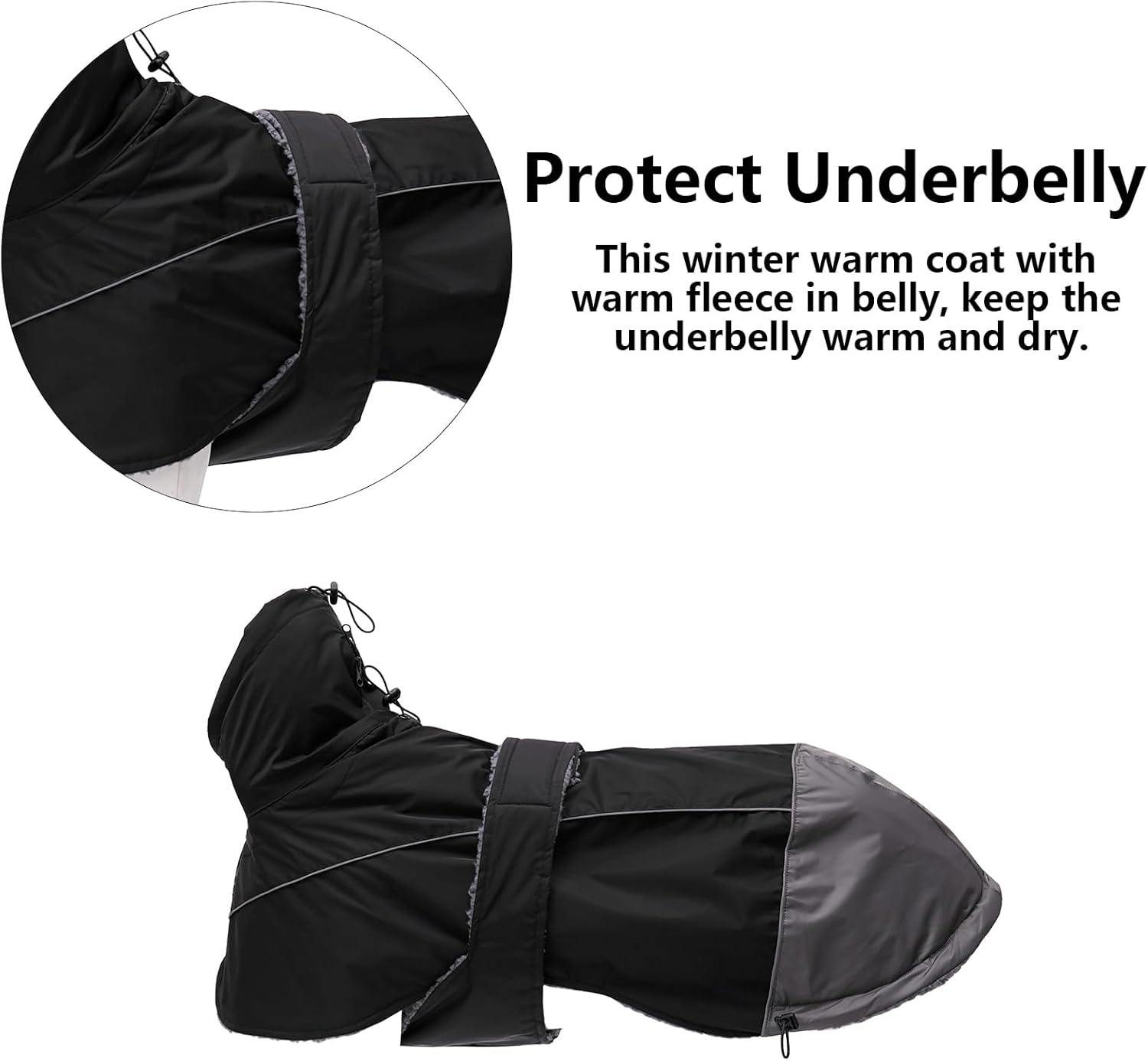 Thumbnail 3 de Morezi Greyhound Lurcher Winter Coat (Water Resistant Whippet Jacket) with Padded Fleece & Reflective Safety Bands