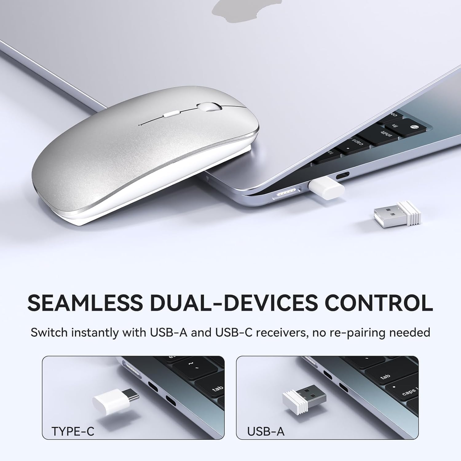 Thumbnail 3 de RaceGT Wireless Mouse USB C & USB A: Rechargeable, Quiet, and Truly Cross-Platform