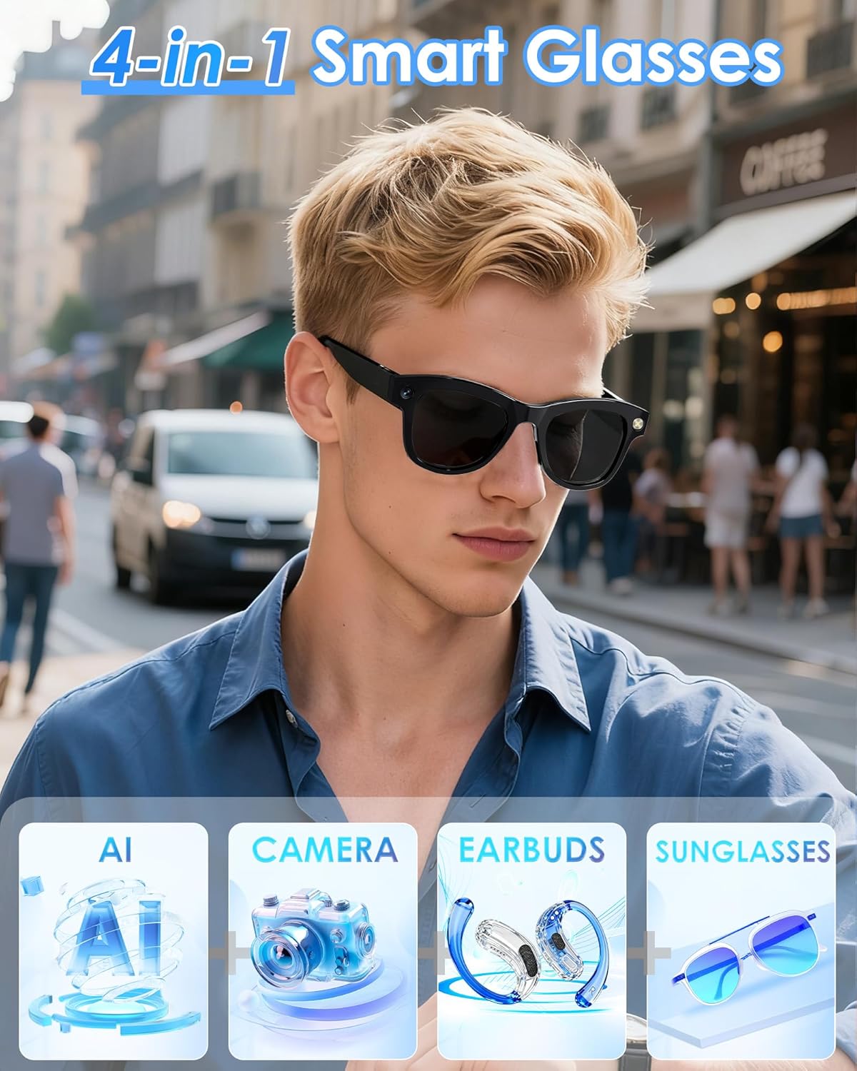 Thumbnail 1 de Coucur 800W AI Smart Glasses with ChatGPT assistant