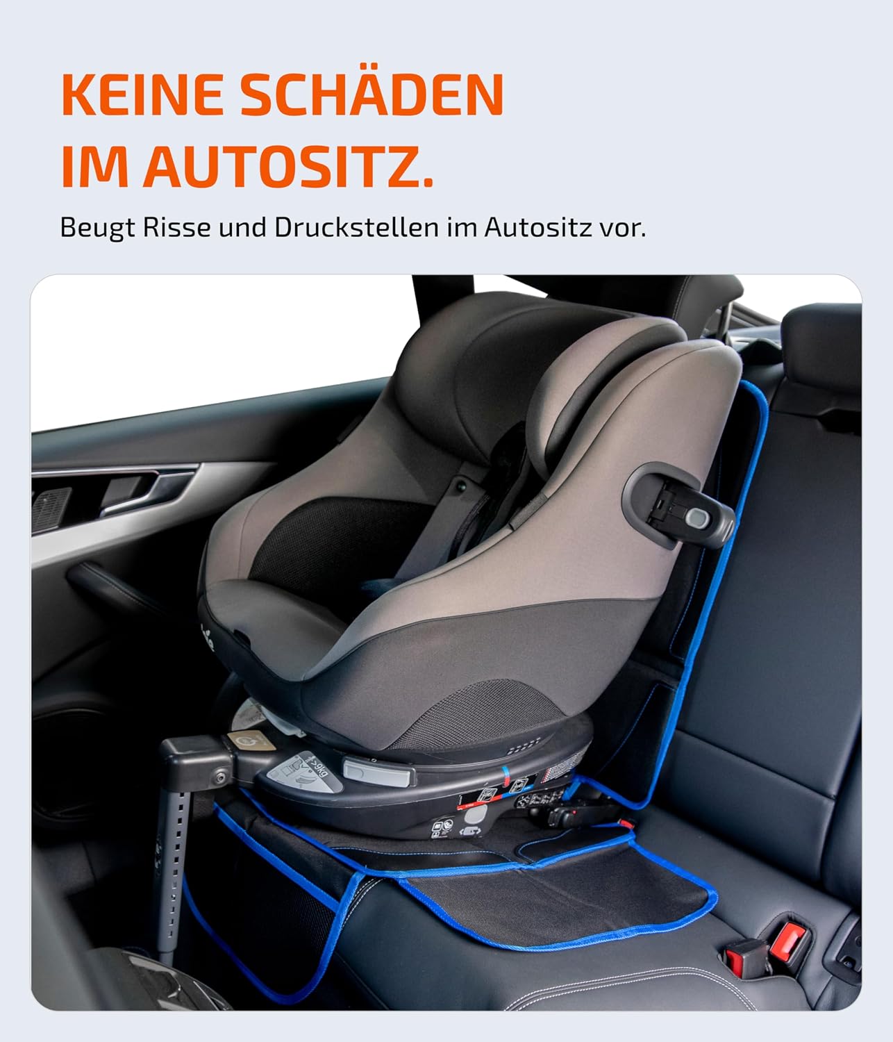 Detalle de LIONSTRONG Kindersitzunterlage für Auto (ISOFIX geeignet) – wasserabweisend, universell kompatibel, Rosa