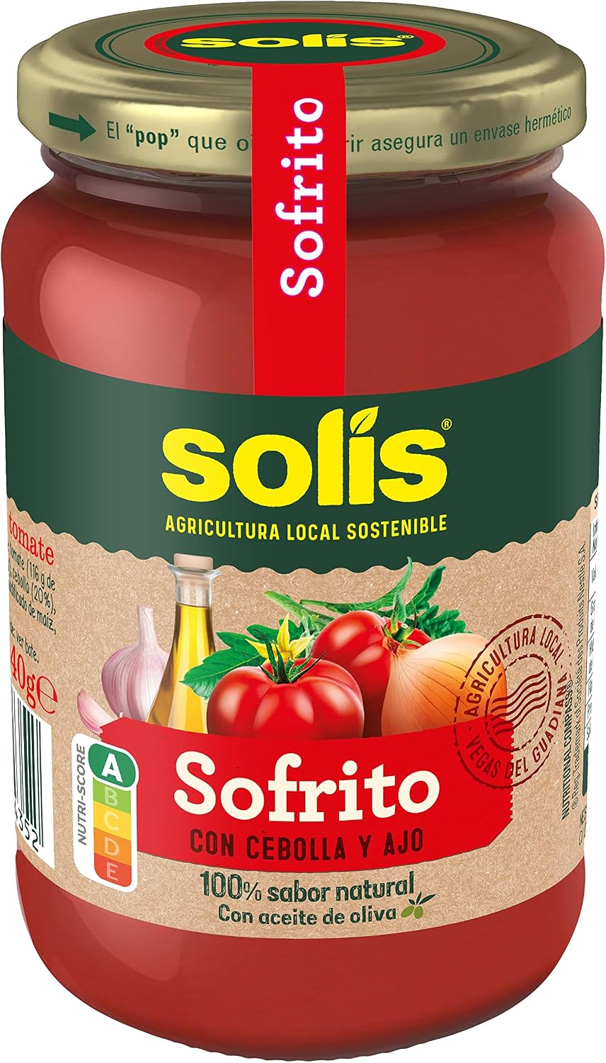 Detalle 1 de SOLIS Sofrito Casero en Frascos Cristal 🍅 Pack 12x340g Sin Gluten