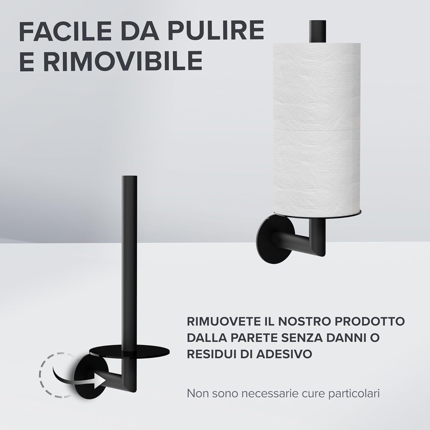 Thumbnail 3 de Ovimar Porta rotolo di ricambio rotondo con ripiano in vetro nero – stile moderno per il bagno
