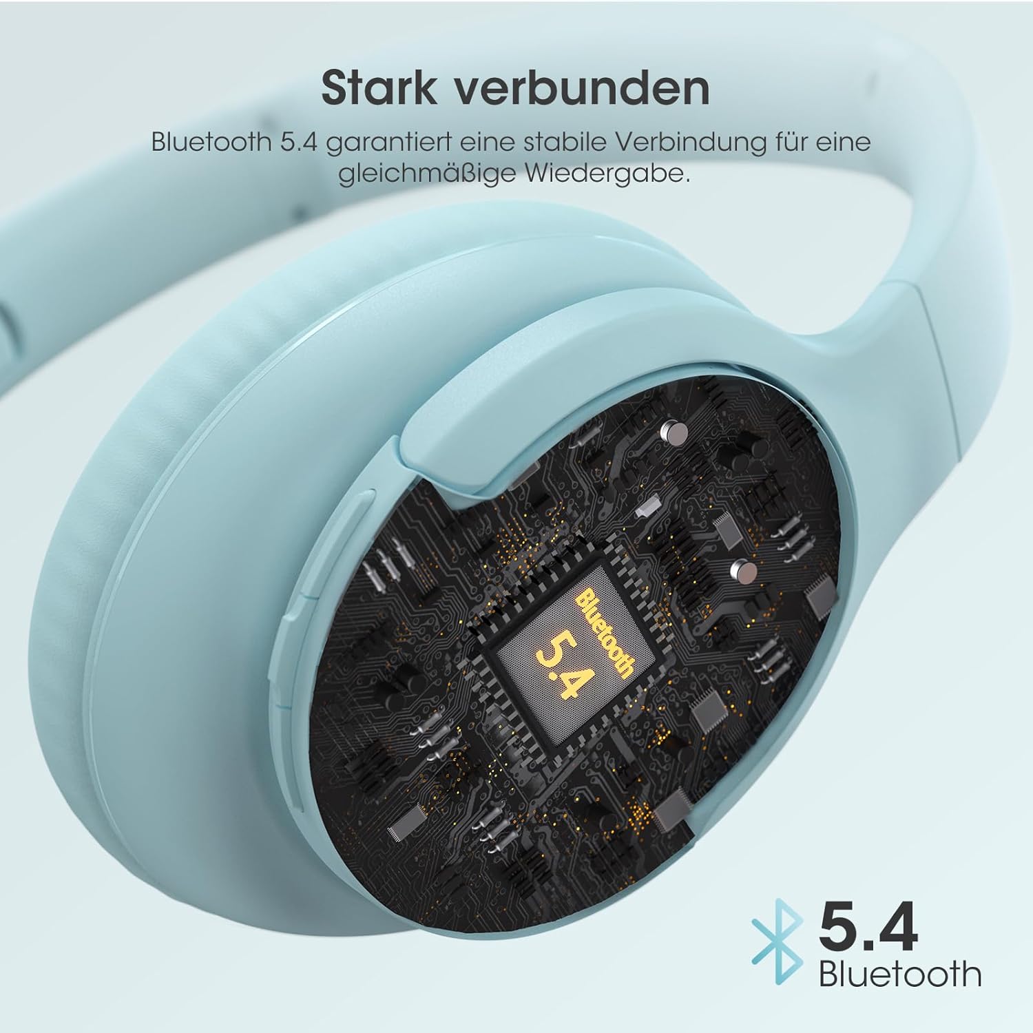 Detalle de DOQAUS Bluetooth Over-Ear Kopfhörer (Bluetooth 5.4, bis zu 90 Std., 3 EQ-Modi) – faltbar fürs Büro und Reisen