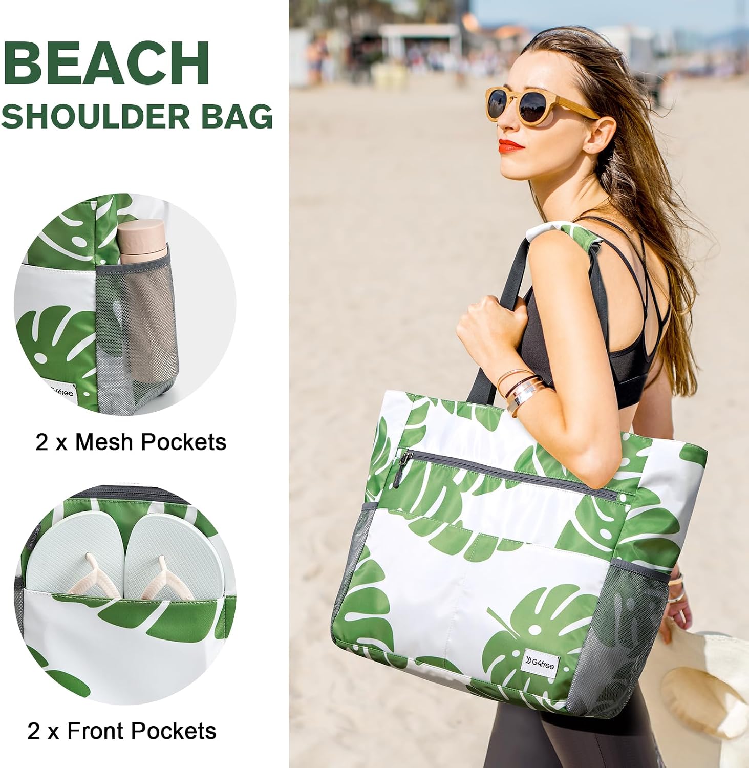 Thumbnail 3 de G4Free Large Beach Bag for Women: Waterproof 35L Tote with Foldable Design and Zippered Pocket