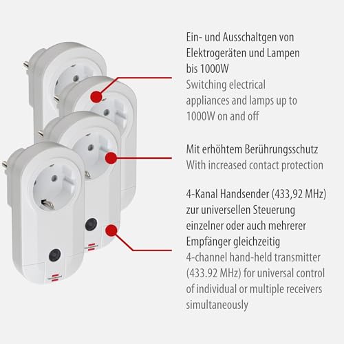 Detalle 2 de Brennenstuhl Funkschalt-Set RC CE1 4001 – 4er Funksteckdosen-Set
