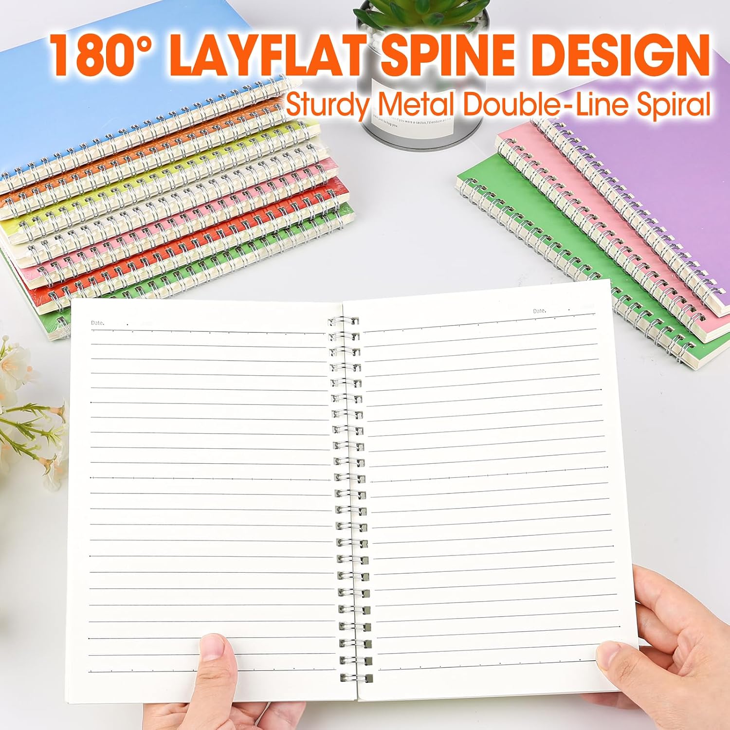 Detalle de BGUP 3-Pack A5 Spiral Notebooks, 120 Pages, 80 GSM Wide-Ruled Paper