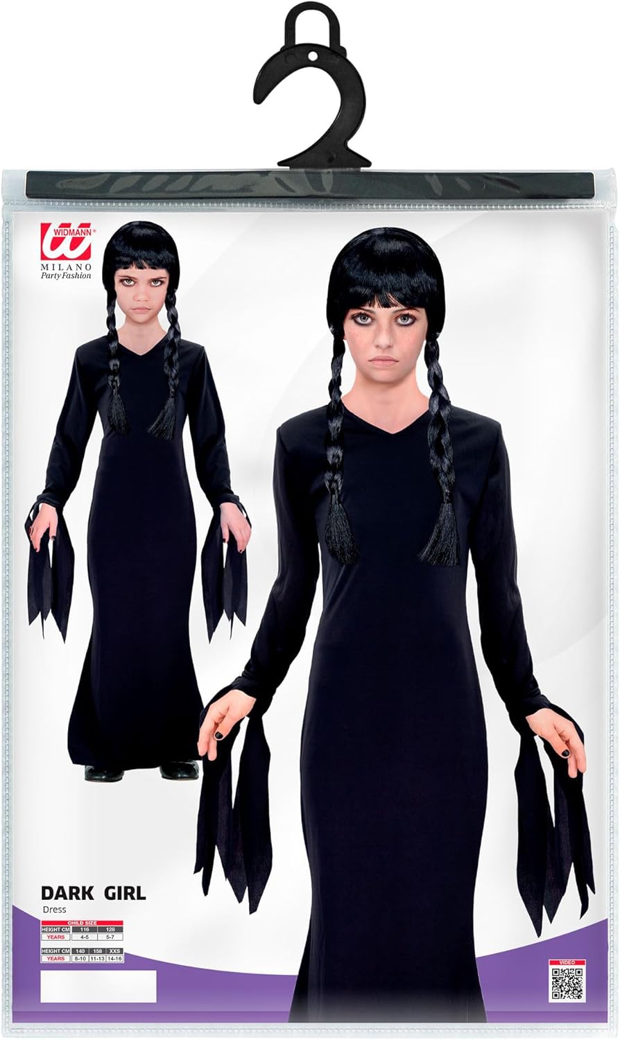 Thumbnail 3 de WIDMANN MILANO Party Fashion Dark Girl Kinderkostüm (langes schwarzes Kleid) – Gothic-Look für Halloween & Karneval