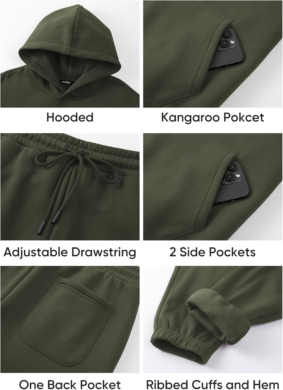Thumbnail 5 de JMIERR Men's 2 Piece Hoodie Sweatshirt & Jogger Sweatpants Set