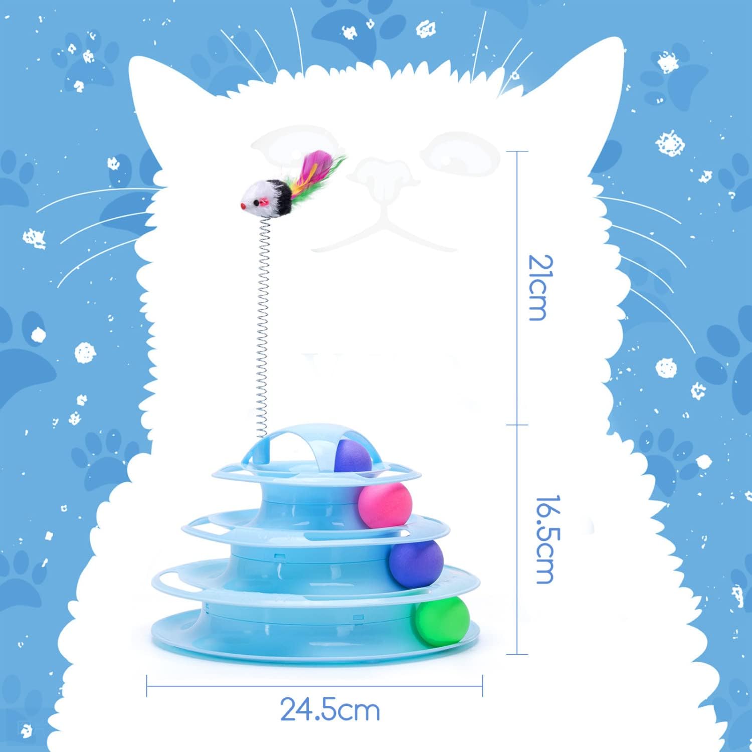 Thumbnail 1 de Nobleza: Jouet interactif pour chat à 4 pistes avec 3 boules colorées (25 x 16,5 cm)