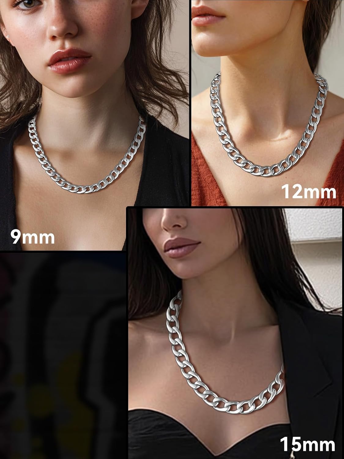 Thumbnail 3 de ChainsHouse Chaîne Cubaine en Acier Inoxydable 316L – Largeur 5/9/12/15 mm, Longueur 36–76 cm