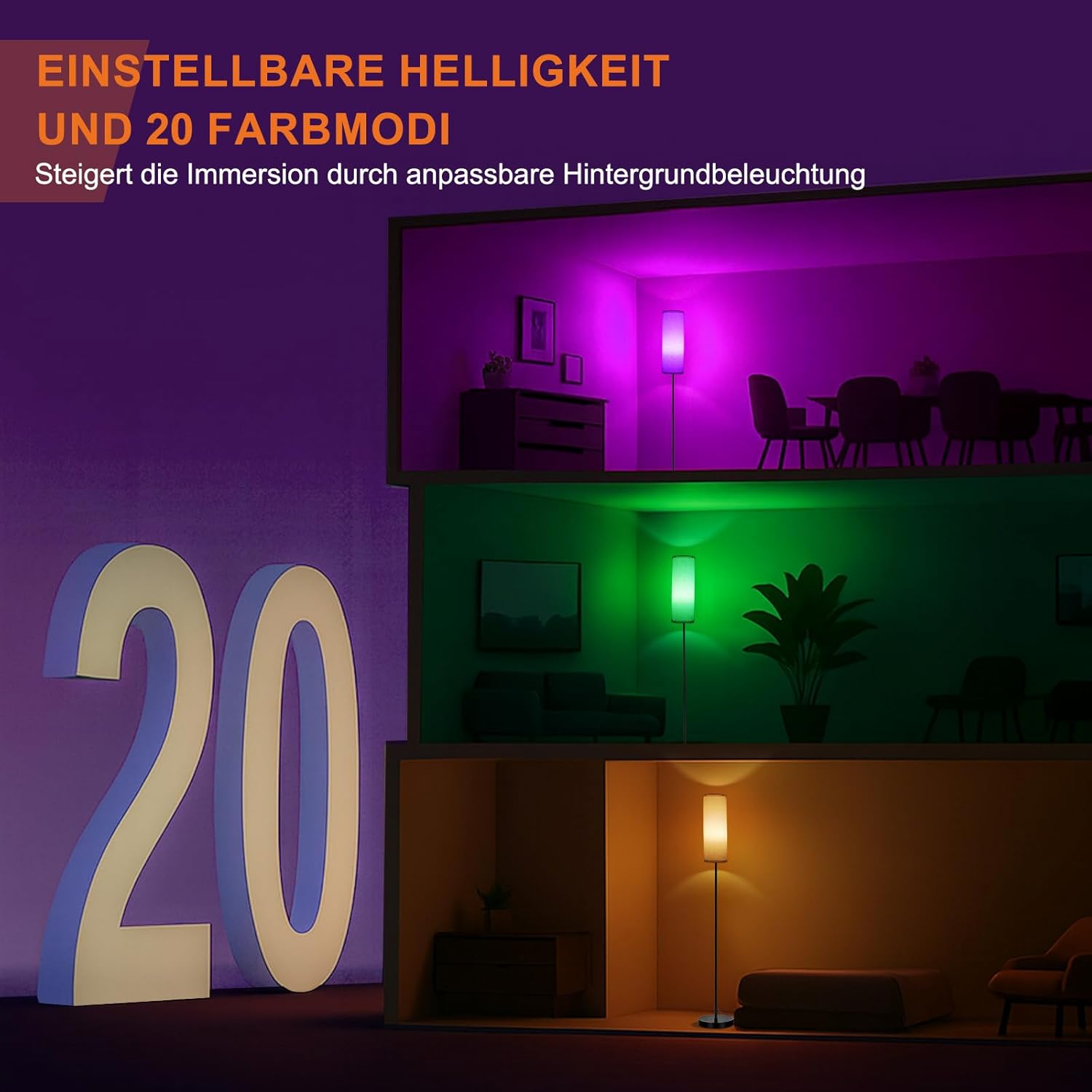 Thumbnail 6 de FRIDEKO HOME Stehlampe Modern 170 cm