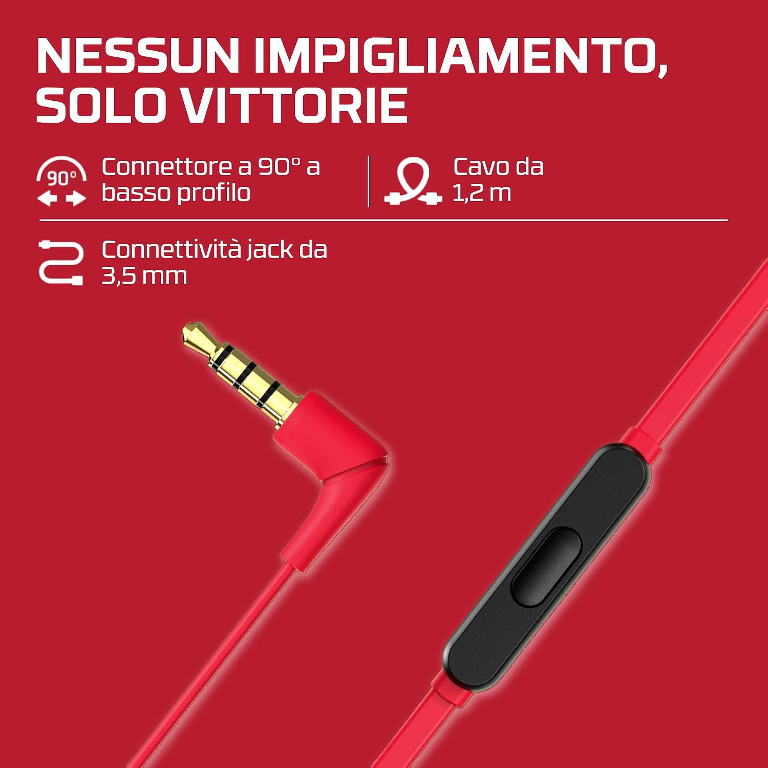 Detalle 2 de HyperX Cloud auricolari con connettore a 90° e microfono integrato (rosso)