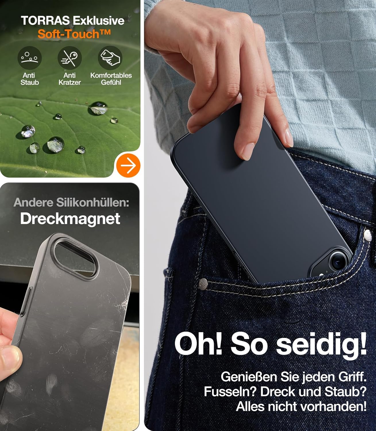 Detalle 1 de TORRAS Ultra Dünn Hülle für iPhone 16e 0,04 Zoll