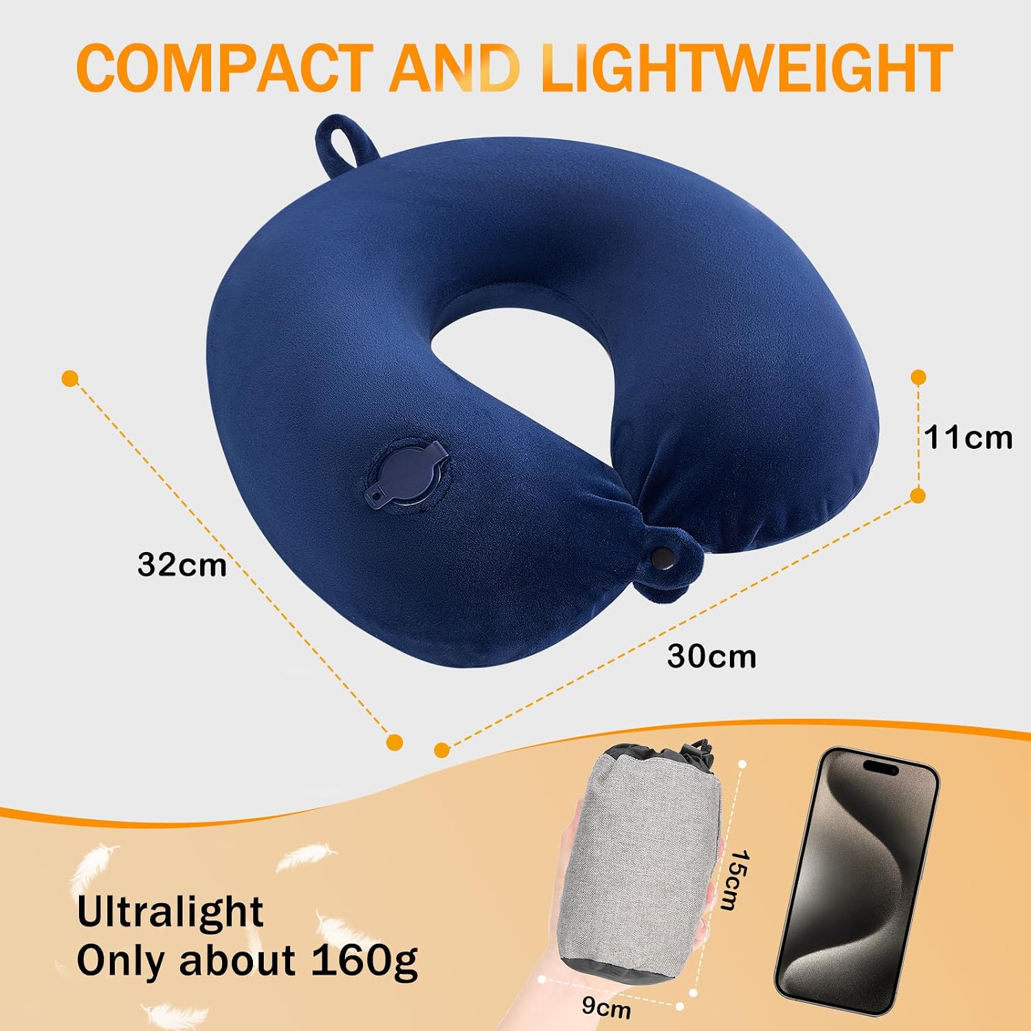 Thumbnail 6 de JetsCush Inflatable Travel Neck Pillow with Eye Mask and Earplugs (Blue)
