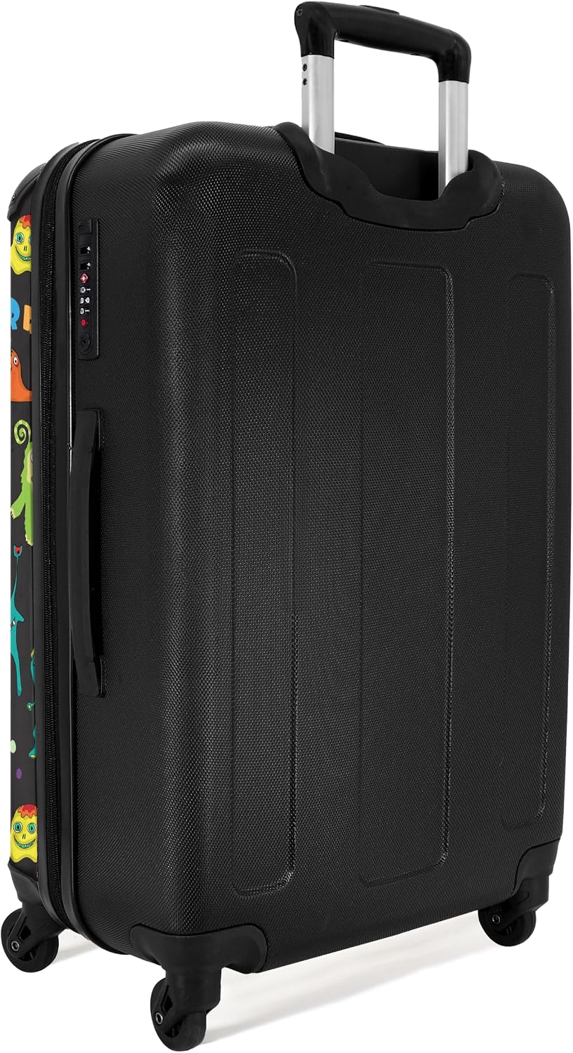 Detalle de Valigia Bambini NoBoringSuitcases.com grande con serratura TSA, 67 cm e 72 L (Mostri - Nero)