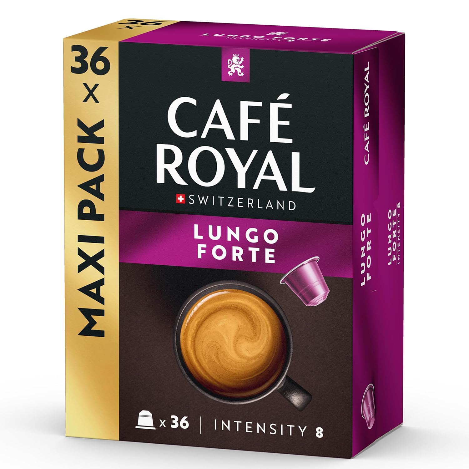 Thumbnail 6 de Café Royal Lungo Forte – Nespresso-kompatible Kaffeekapseln, 100 Kapseln, 100% Arabica, dunkle Röstung, Intensität 8/12