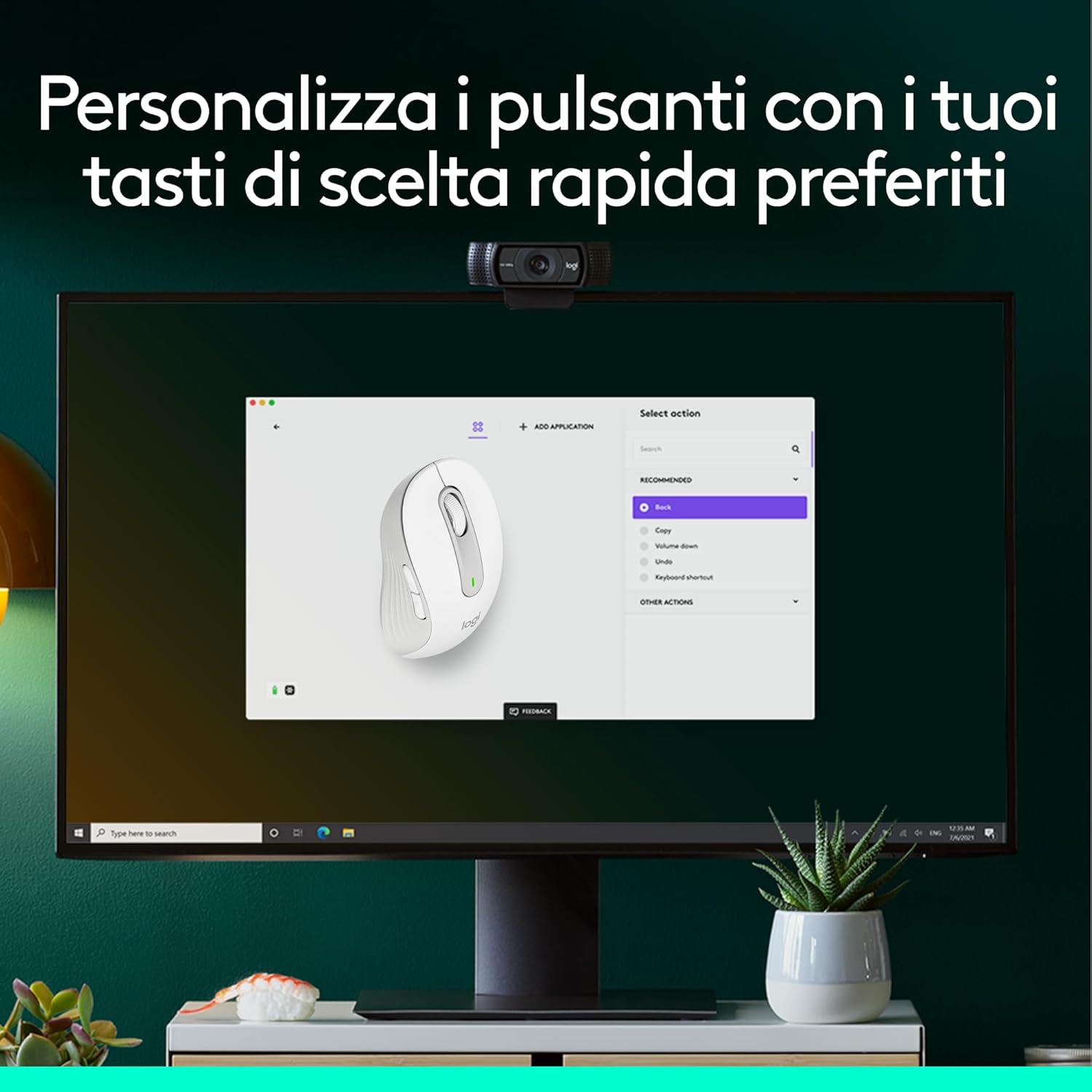 Detalle de Logitech Signature M650 Wireless Mouse – Bianco, per mani di piccole dimensioni, silenzioso e multi‑dispositivo