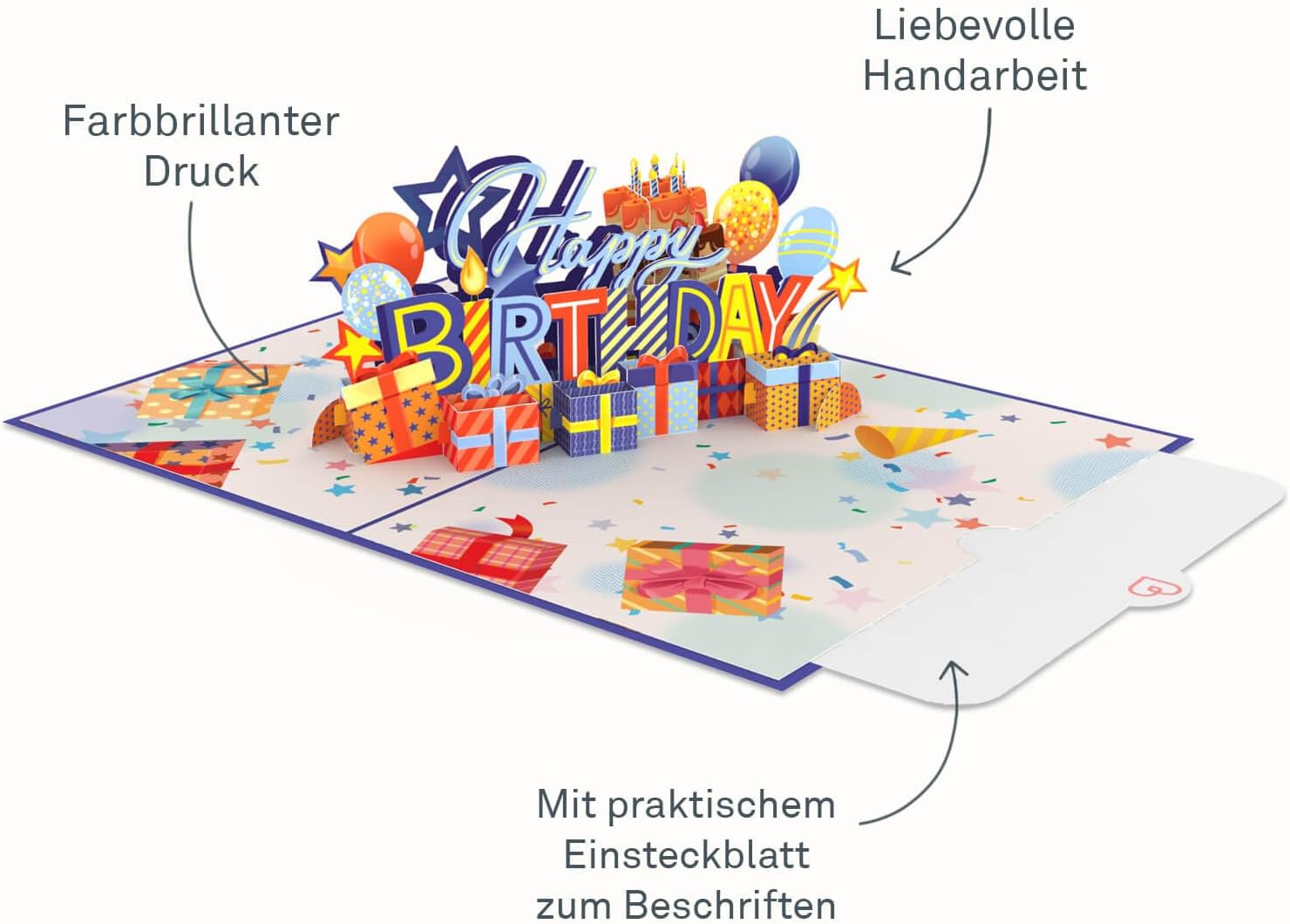 Thumbnail 1 de papercrush® Carte pop-up « Happy Birthday » bleue : carte d’anniversaire 3D avec surprise au moment d’ouvrir