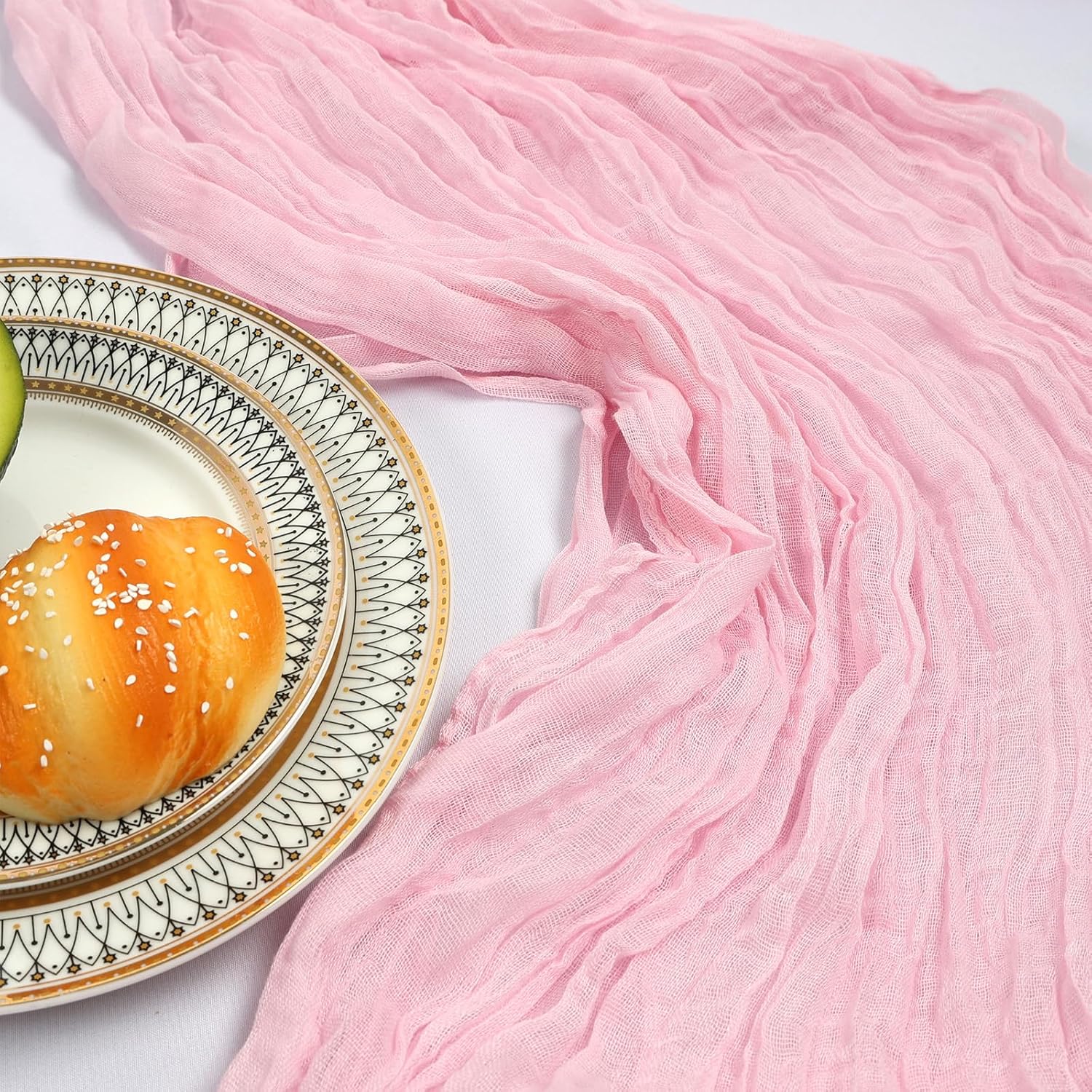 Detalle de 6-Pack 10FT Pink Cheesecloth Table Runner (23 x 120 inches) for Spring Events, Weddings, and Parties