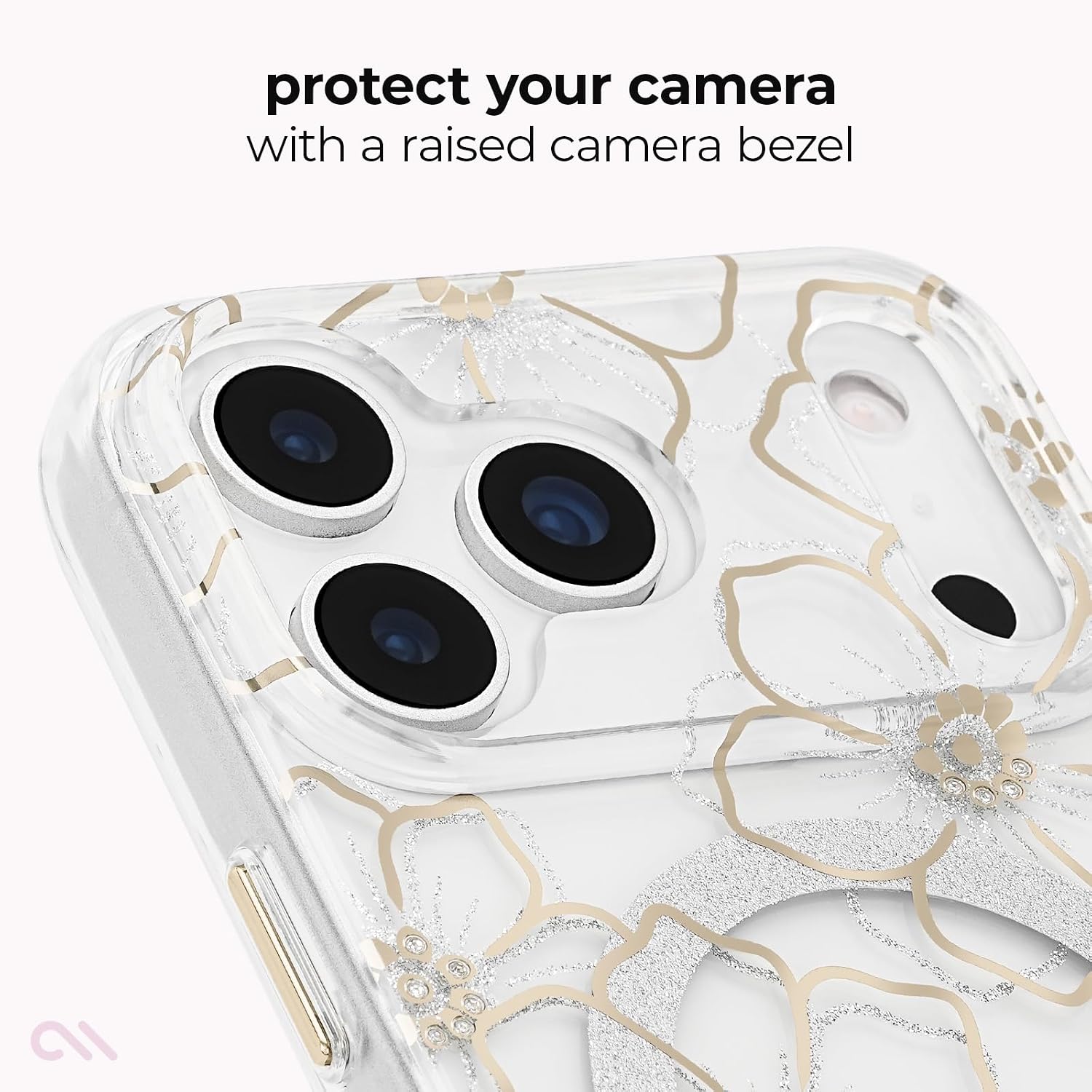 Detalle de Case-Mate iPhone 18 Proケース フローラルジェム MagSafe対応・花柄ラインストーン