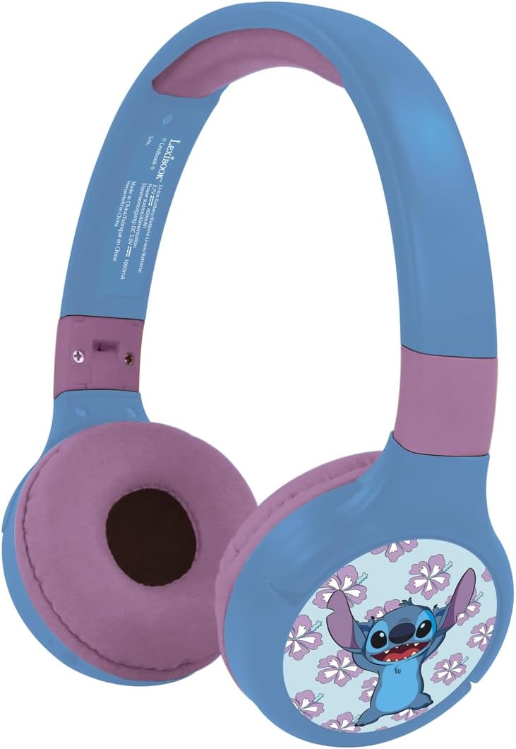 Detalle de Lexibook Disney Stitch Casque Bluetooth HPBT010D – 2-en-1 sans fil ou filaire, micro amplification mastiqueur